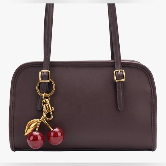 NWT Cherry Gold Color Stem Bag Charm Keychain Keyring - Picture 3 of 4